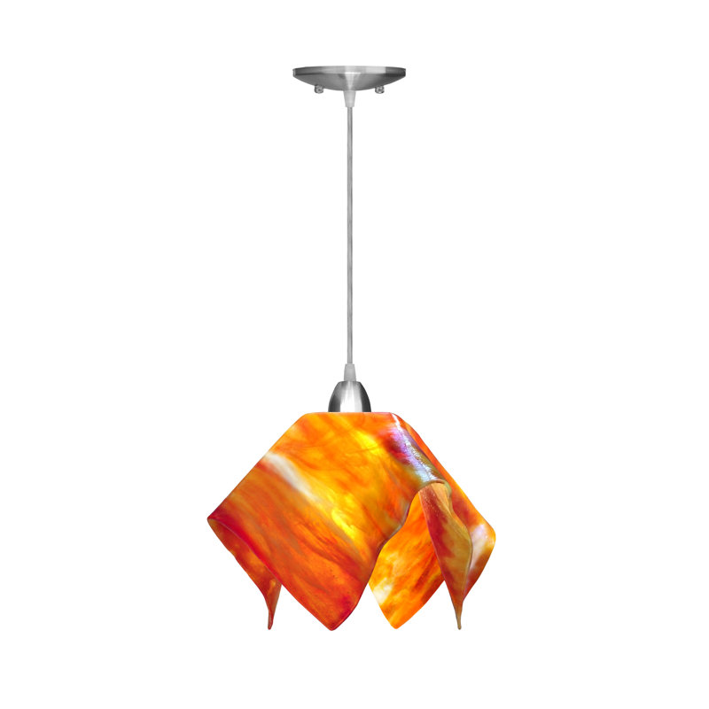 Amergin Flame Handcrafted Glass 1-Light Pendant, Large, Nickel, Zinnia