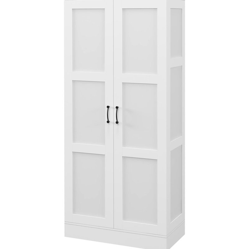 Armoire de rangement de 71 po de hauteur, blanche avec tablettes mobiles et tablettes robustes, rangement compact