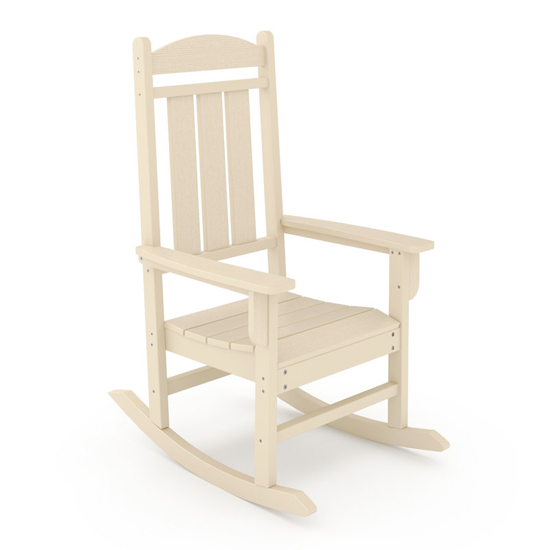 Chaise berçante d'extérieur classique beige - Bois d'œuvre pour la véranda et le patio
