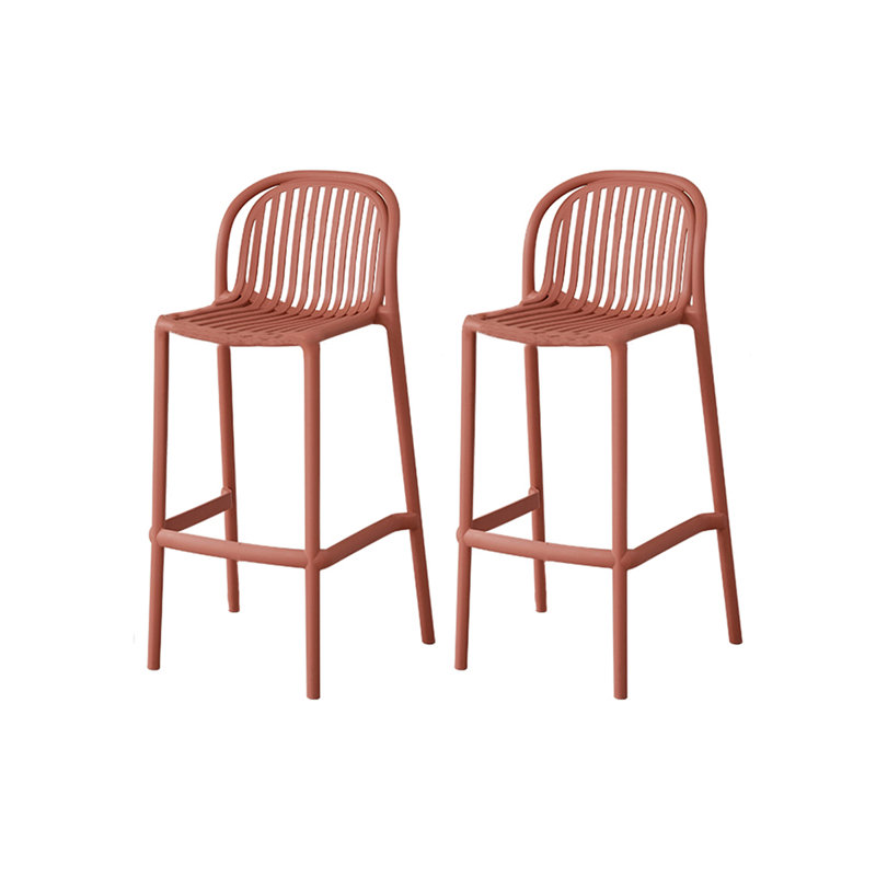 Modern And Simple Stackable Plastic High-Legged Backrest Bar Stools, Red