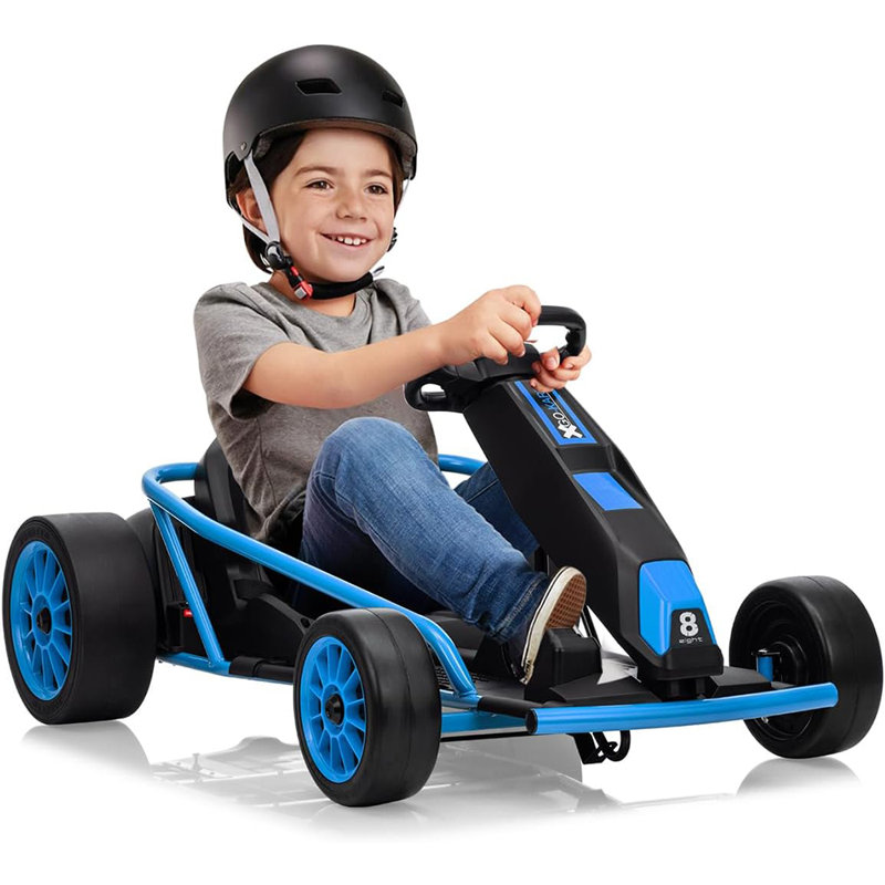 Kart électrique 24 V pour enfants, voiture de course à la dérive de 8 MPH, pour les enfants de 8 ans et plus, Bleu