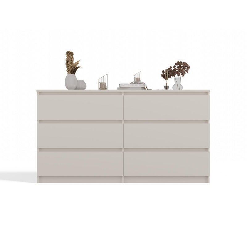 Tonya 350.52 cm W Chest of 6 Drawers, Cashmere