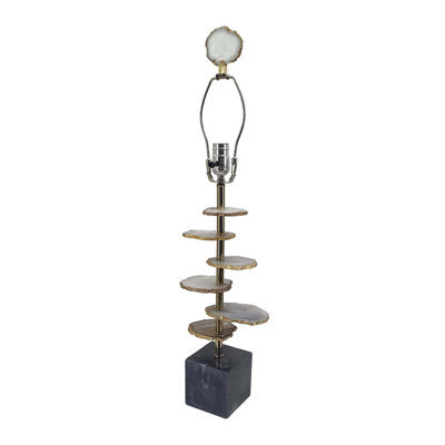 Lampe de table fendue en agate fumée D14 x 29,5 po avec base en marbre