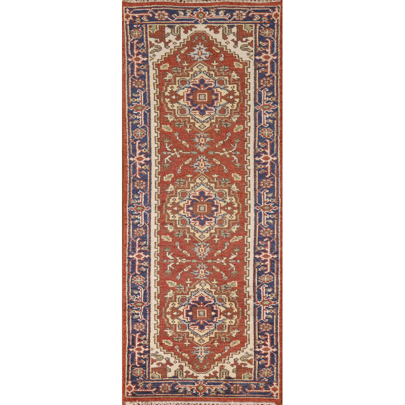 Tapis de couloir indien orange 3x8