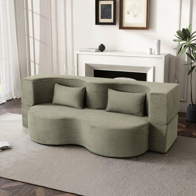 Lit convertible pliable de 75 pouces et 21 pouces, trois places, en mousse à mémoire de forme, recouvert de fausse fourrure et de microfibre, idéal pour le salon.
