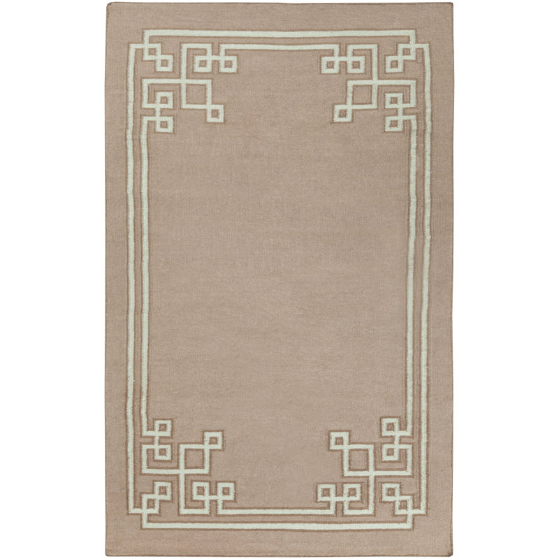 Tapis gris / écume de mer / brun en laine tissé à la main Alameda, Rectangle 2 pi x 3 pi