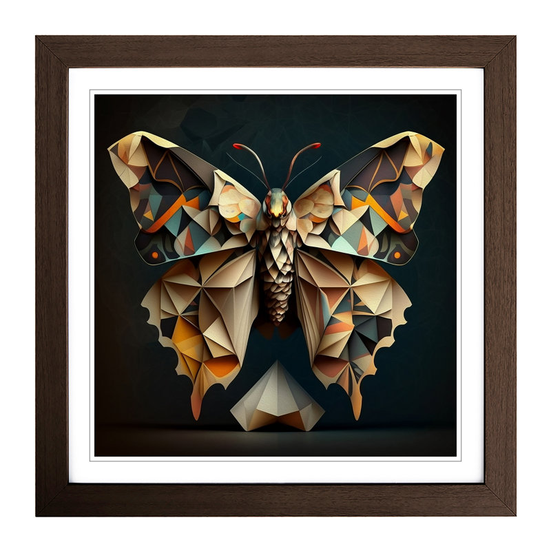 Moth Cubism - Framed Print, Walnut