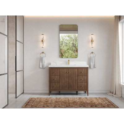 Meuble-lavabo simple 48 po avec plateau en quartz Atlanta