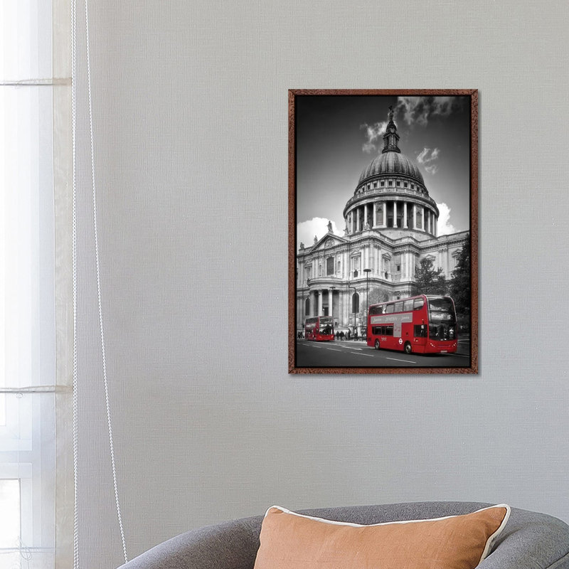 London St. Paul’s Cathedral And Bus by Melanie Viola - Print on Canvas, 66.04cm H x 45.72cm W x 3.81cm D