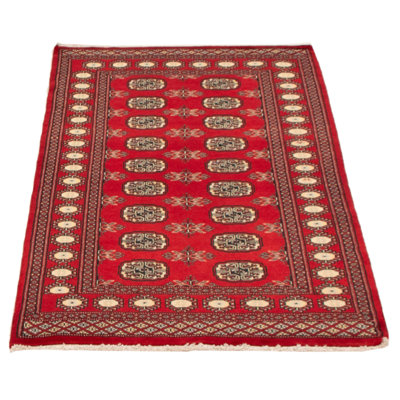 Tapis rouge foncé mâle 3 pi 2 po x 5 pi 4 po Mashaigh Peshawar Bokhara