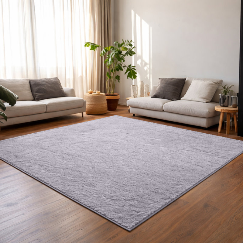 Soft & Fluffy Indoor Living Room Large Area Rug, Rectangle 200 x 290 cm, Grey