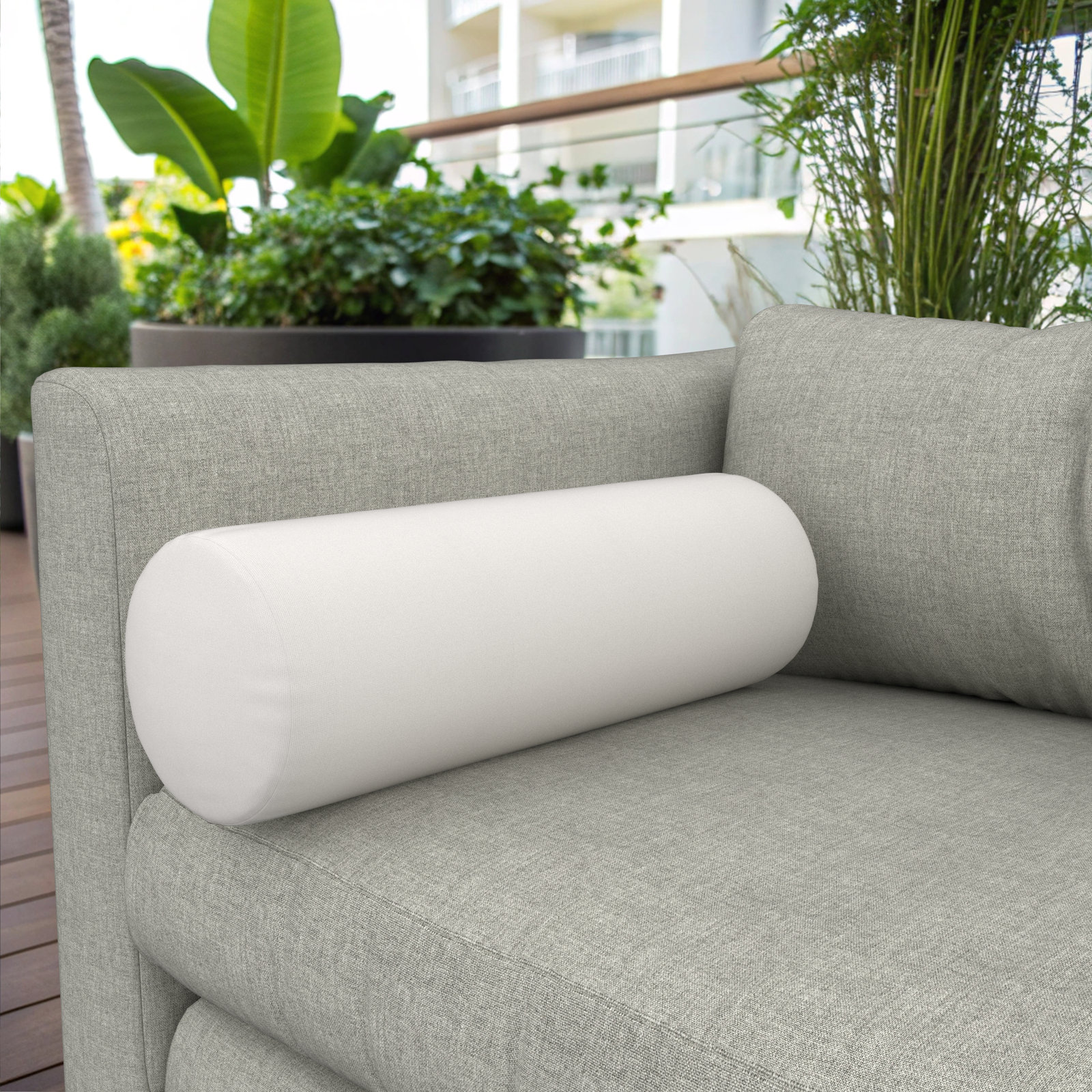 Amala Sunbrella® Throw Pillow, Canvas Natural