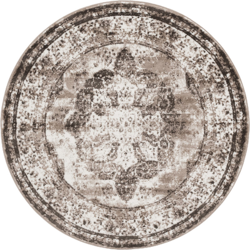 Brandt Oriental Area Rug, Round 5'3", Light Brown