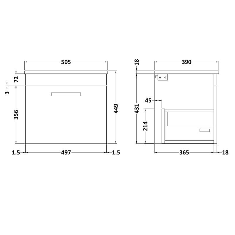 Bouzoun 50.5cm Single Bathroom Vanity Base Only, Natural Oak