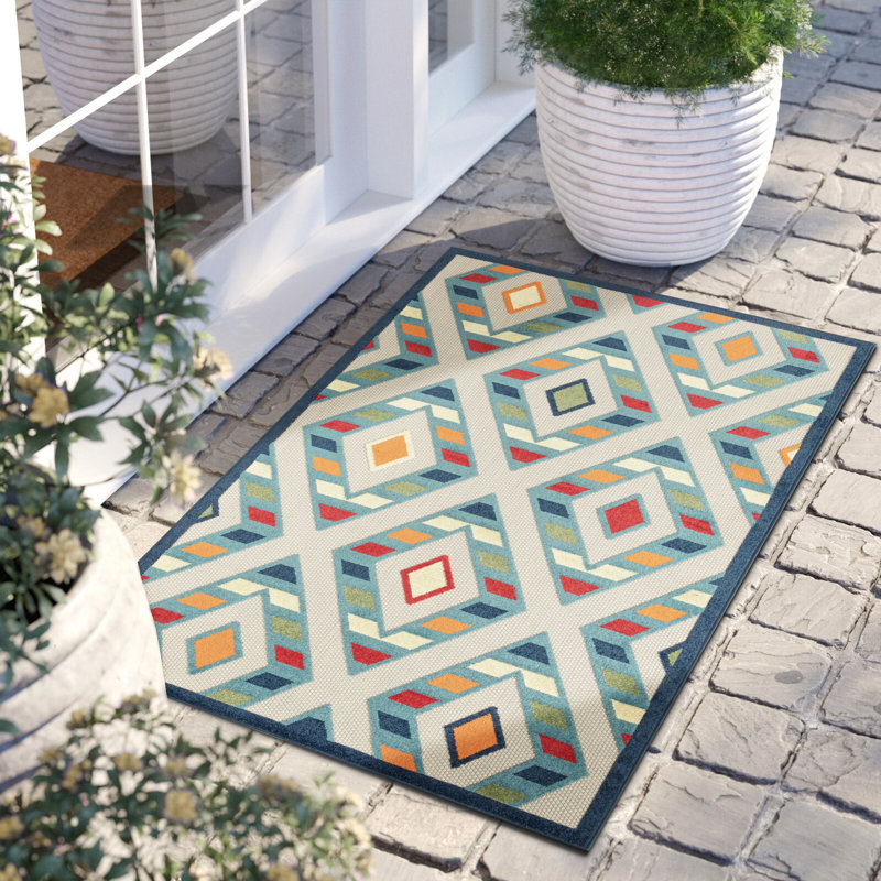 Tapis d'intérieur / extérieur tissé à rayures, Rectangle 3 pi 6 po x 5 pi 6 po