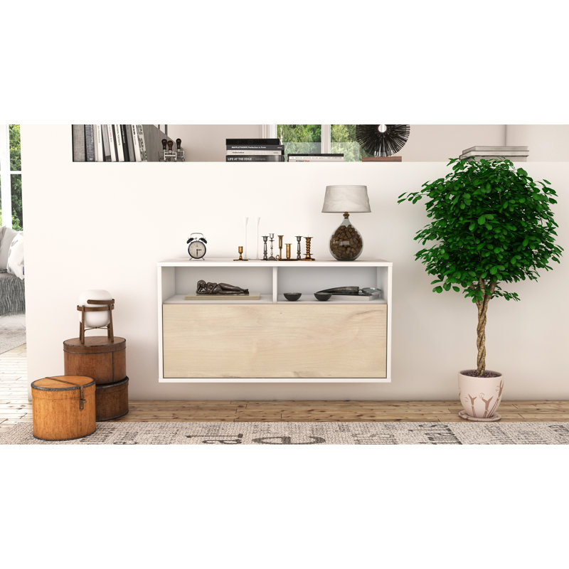 Loyne Unfinished Floating TV Stand, Wheat