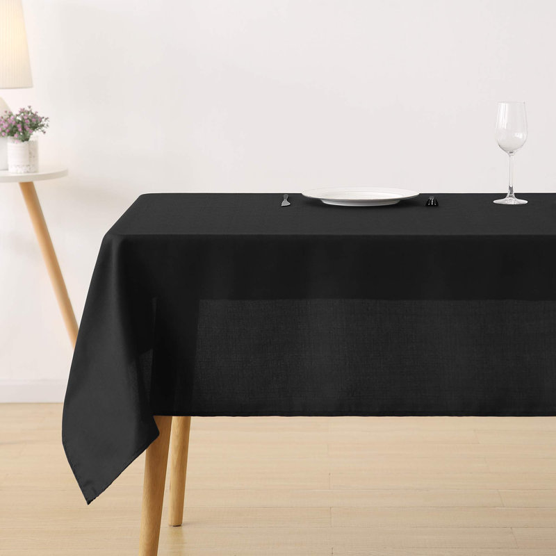 Solid Water Resistant Table Cloth Faux Linen Tablecloth, 70'' L x 55'' W, Light Gray