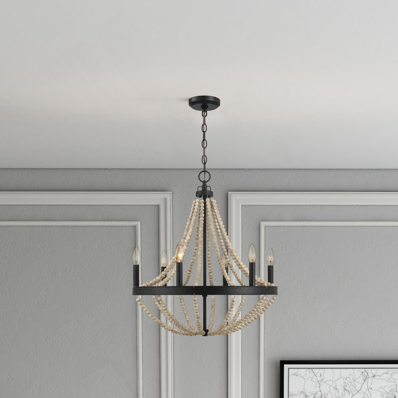 Luminaire suspendu en bois perlé noir Starry