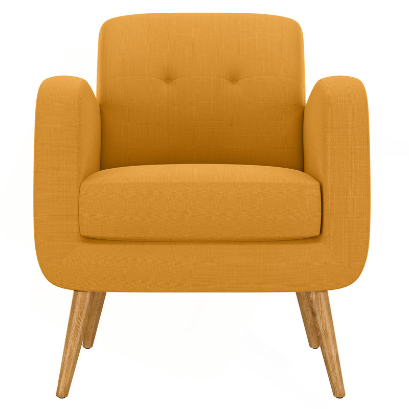 Chaise d'appoint Ashby en lin jaune avec pieds en bois massif naturel