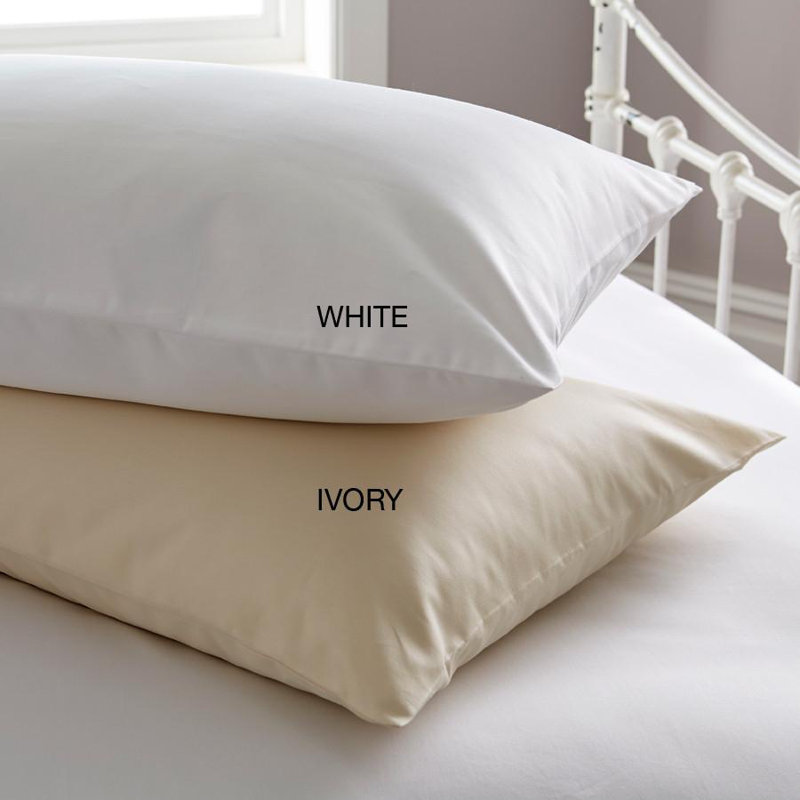 600 Thread Count Sateen Superking Pillow Case, White