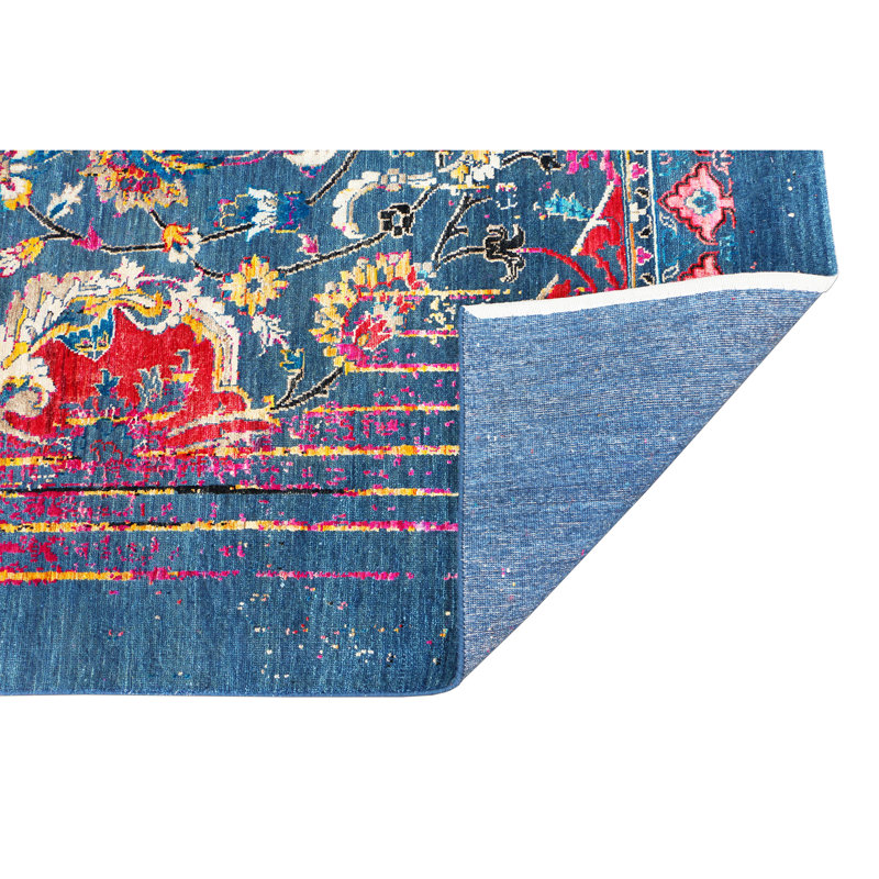 Hand Knotted Area Rug in Blue/Red/Yellow, Rectangle 9' x 12'
