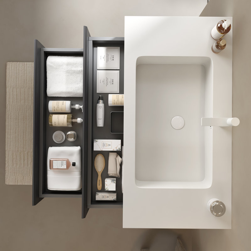 36" Integrated Rectangular Undermount Basin without Drain and Faucet