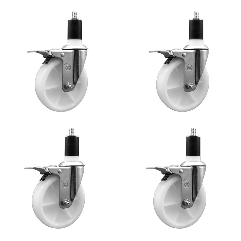 Jeu de roulettes extensibles en nylon pivotant à verrouillage total de 5 pouces 1-1 / 2 pouces