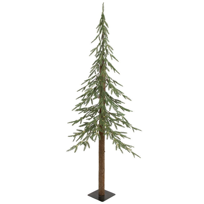 Arbre de Noël artificiel alpin moyen pré-éclairé - lumières DEL claires, 6'