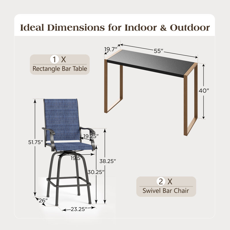 2 - Person Rectangular Outdoor Dining Set With Cushions