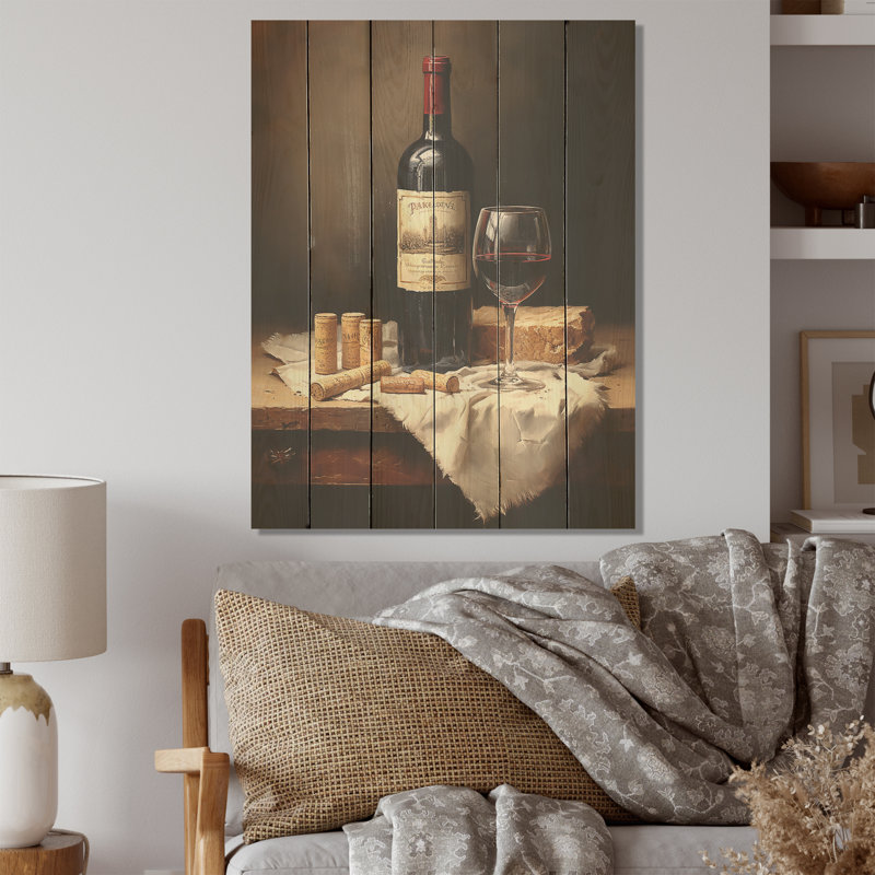 Barolos Body - Vin panneau de bois, art mural sur bois de pin naturel, H 32 po x l 24 po