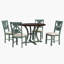 Table de salle à manger 5 pièces et 4 chaises en tissu avec pieds de table et tablette de rangement-211691713