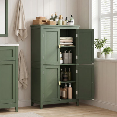 Arhavi 43.5" H 4-Door Floor Storage Cabinet with Adjustable Shelves