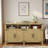 Modern 4-door Sideboard Buffet With Power Outlets, Usb Ports, Adjustable Shelves, Open Storage Cabinet And Aluminum Handles-1444184674