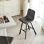 Tabouret de bar noir en similicuir à hauteur de comptoir, dossier ergonomique, repose-pieds, structure en métal robuste, ensemble de 2 | Idée de cadeau-285204179