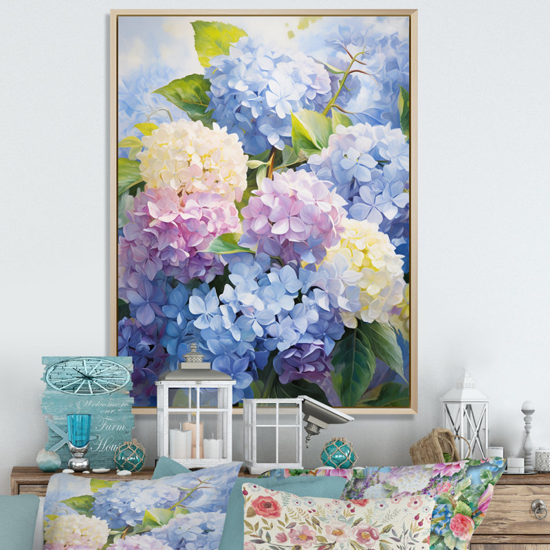 Impression sur toile encadrée «Sangrey Blue Mauve», H 44 po x l 34 po x P 1,5 po, Cadre flottant érable