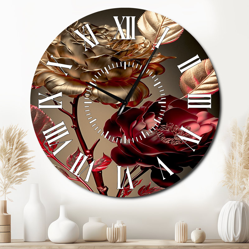 Horloge murale Vintage Glam Rose VI, Surdimensionné