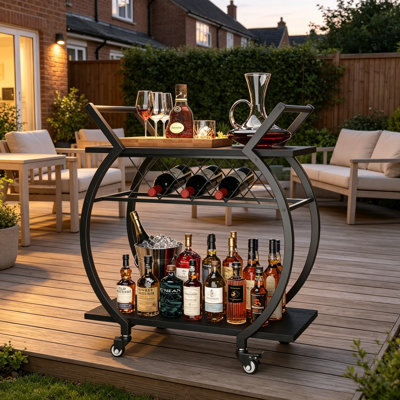 Wine Bottle & Glass Rack in Black
