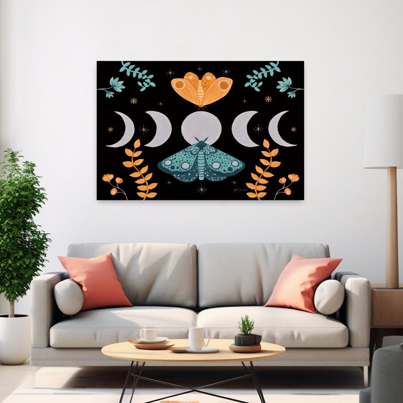 Moon Moth I, abstrait, papillon de nuit contemporain, art de la nature, H 60 po x l 40 po