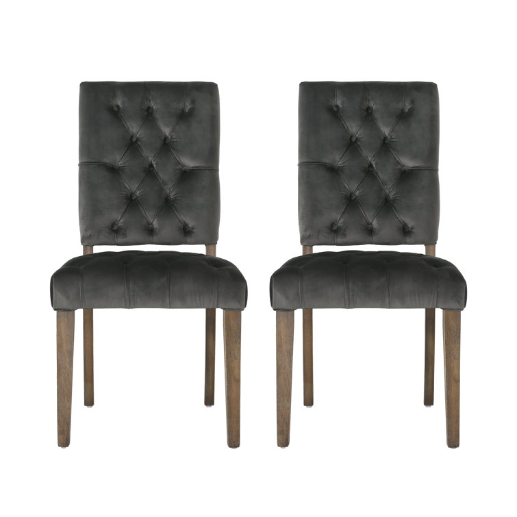 Hanford Tufted Velvet Solid Wood Side Chair