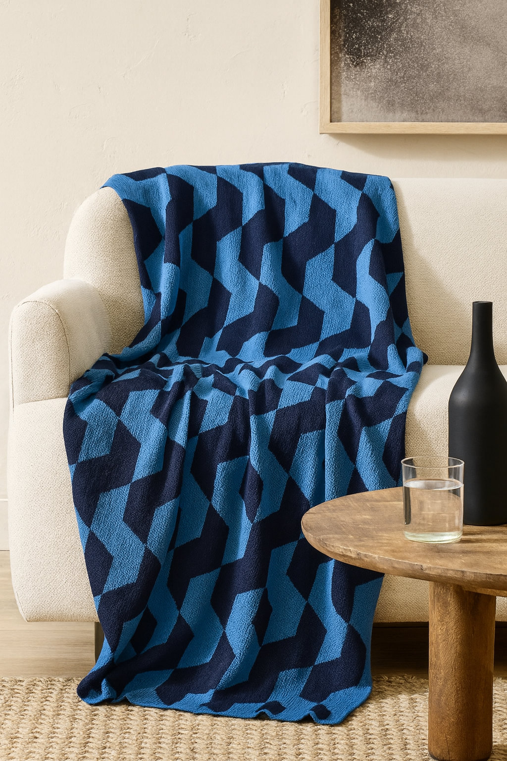 Zagg Knit Throw Blanket, Blue