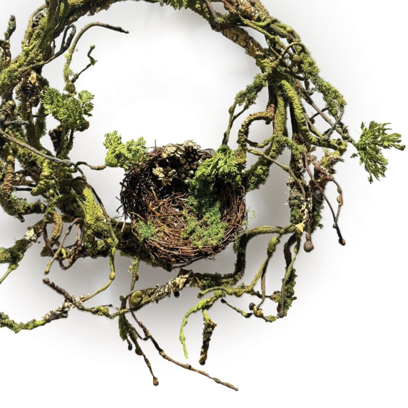 Couronne Mossy Twig avec nid d'oiseaux 12 po