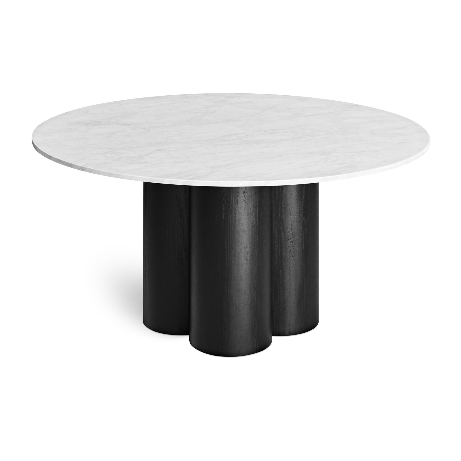 4 Quarter Round Marble Dining Table, Black Ash, 60" W x 60" L
