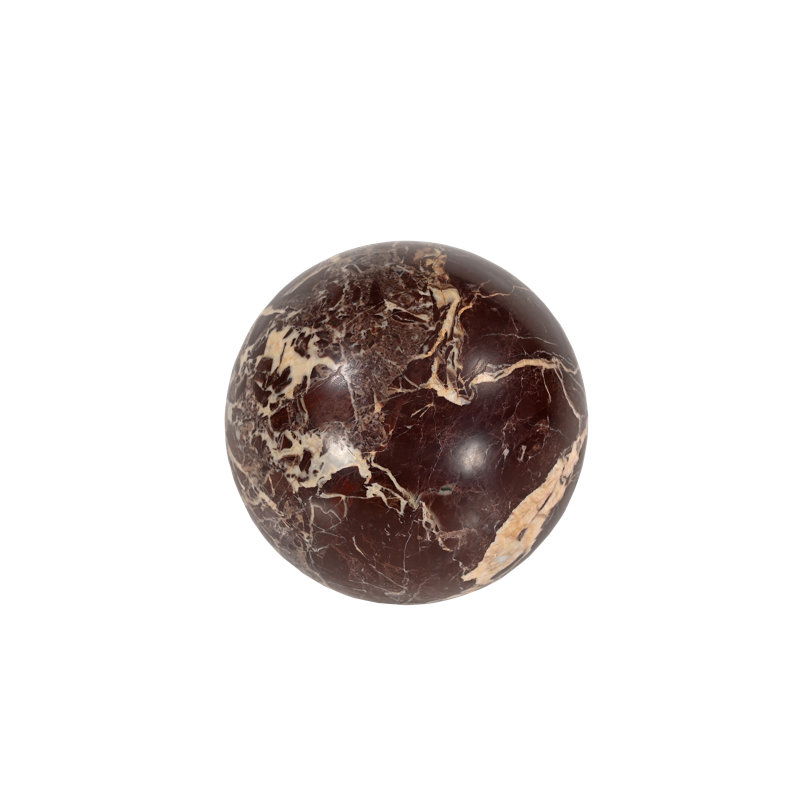 Odessa Sphere Tabletop Accent Red Levanto Marble, Red