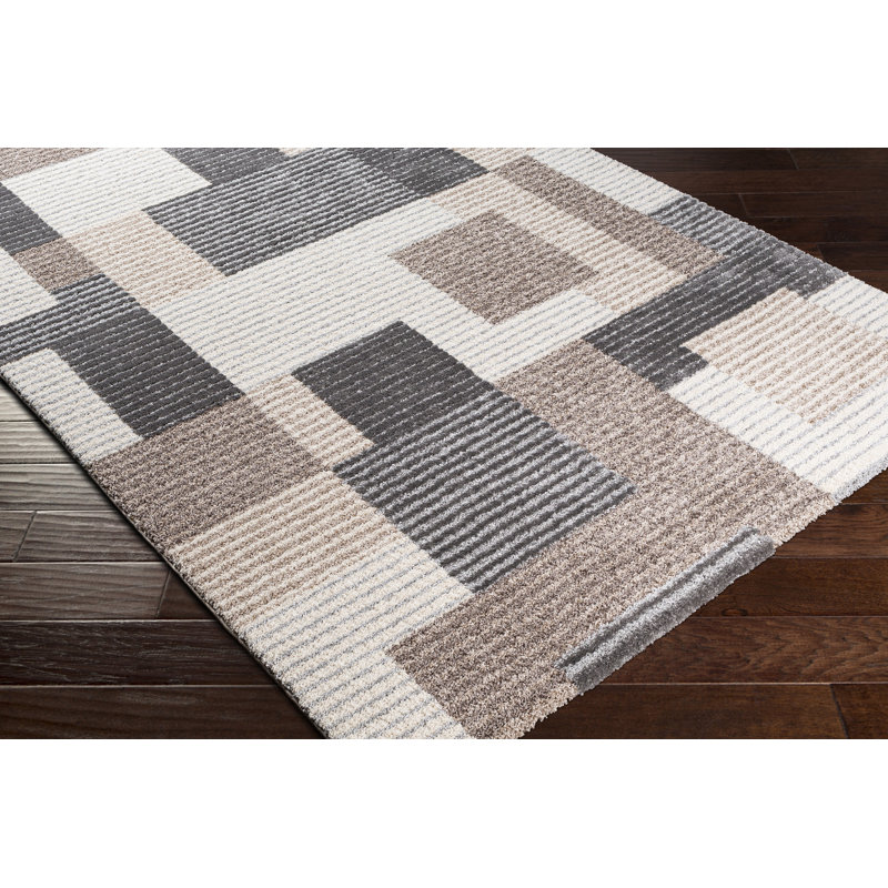 Tapis géométrique gris anthracite / taupe, Rectangle 2 pi x 3 pi