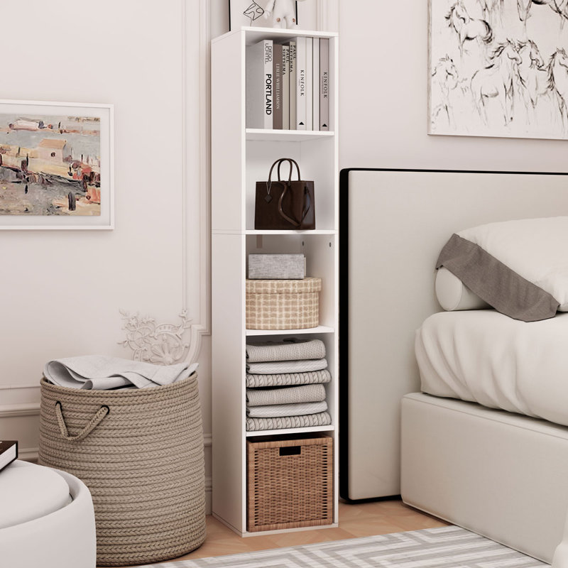 5-cube Bookcase, Freestanding Storage Cabinet, Closet Organizers And Storage For Bedroom, Study Room, Closet, White