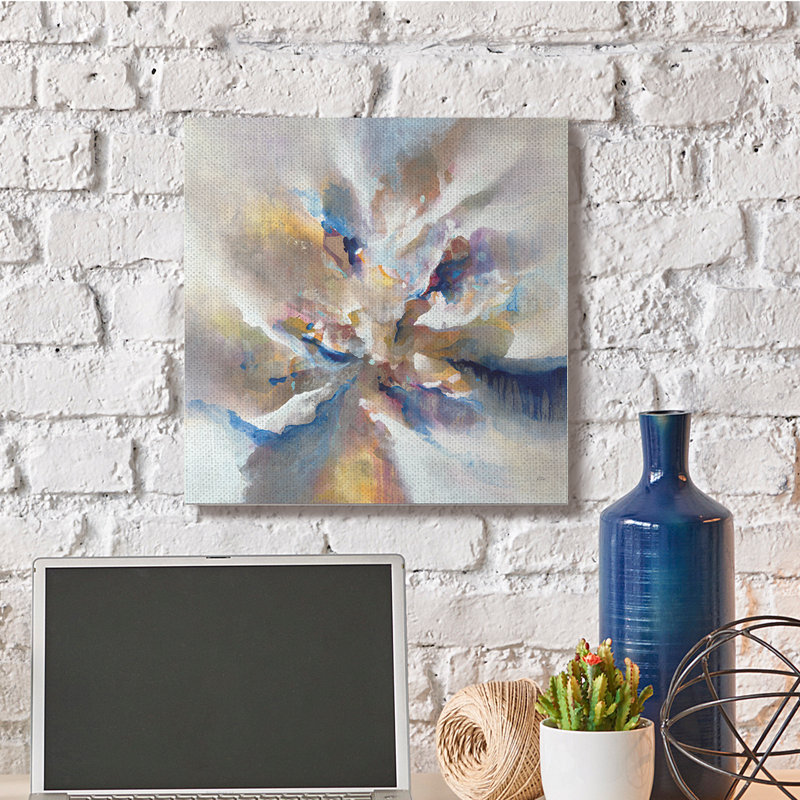 «Complexe abstraction gris orange coups de pinceau» par K. Nari - impression, Toile tendue, H 24 po x l 24 po x P 1,5 po