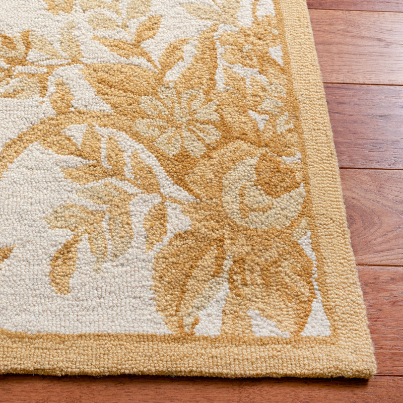 Hollander Hand-Hooked Wool Gold Area Rug, Rectangle 1'8" x 2'6"