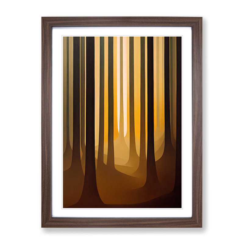 Abstract Autumnal Forest No.4 1 Piece Single Picture Frame Wall Art, 34cm H x 25cm W x 2cm D, Walnut