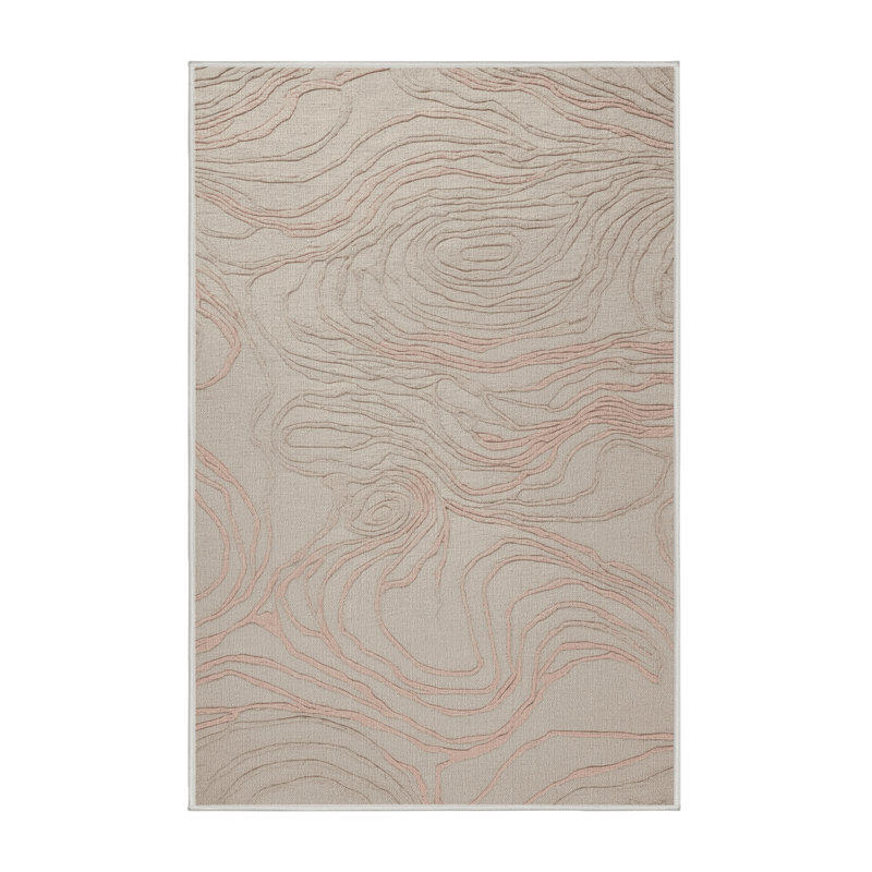Tapis beige lavable à la machine, Rectangulaire 3 pi x 5 pi
