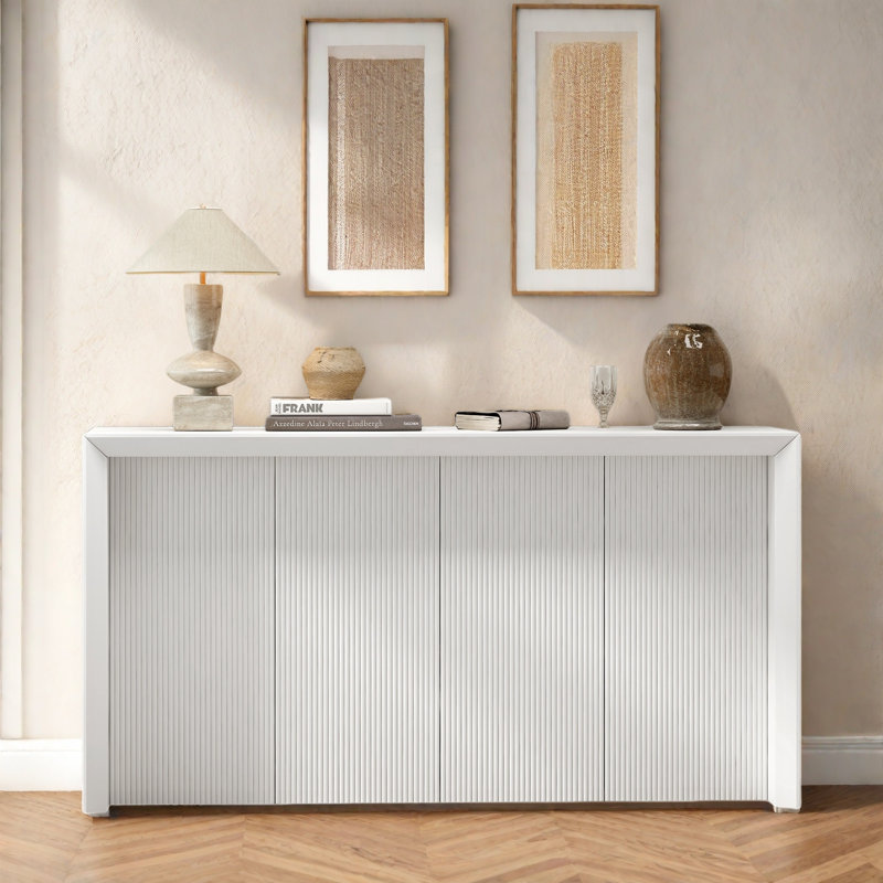 Console avec lignes simples et panneau arrière, Beige